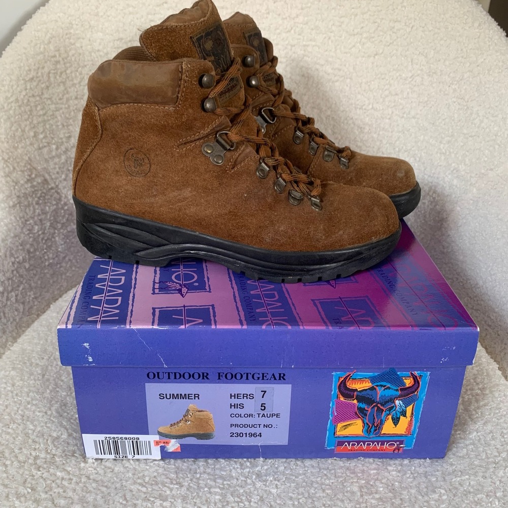 Arapaho Brown Women's Leather Lace Up Ankle High Hiking Boots Size 6.5 Summer